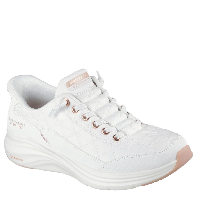 Skechers Slip-Ins Contour Foam Cozy Fit Golden Hour Sneaker Dame Hvid