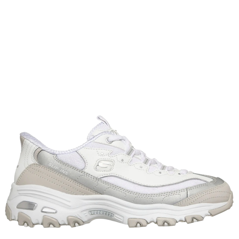 Skechers Slip-Ins: D'Lites Smooth Nostalgia Sneaker Dame Hvid