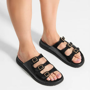 Woden Ellen Buckle Sandal Smutter Dame Sort
