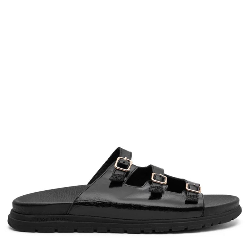 Woden Ellen Buckle Sandal Smutter Dame Sort