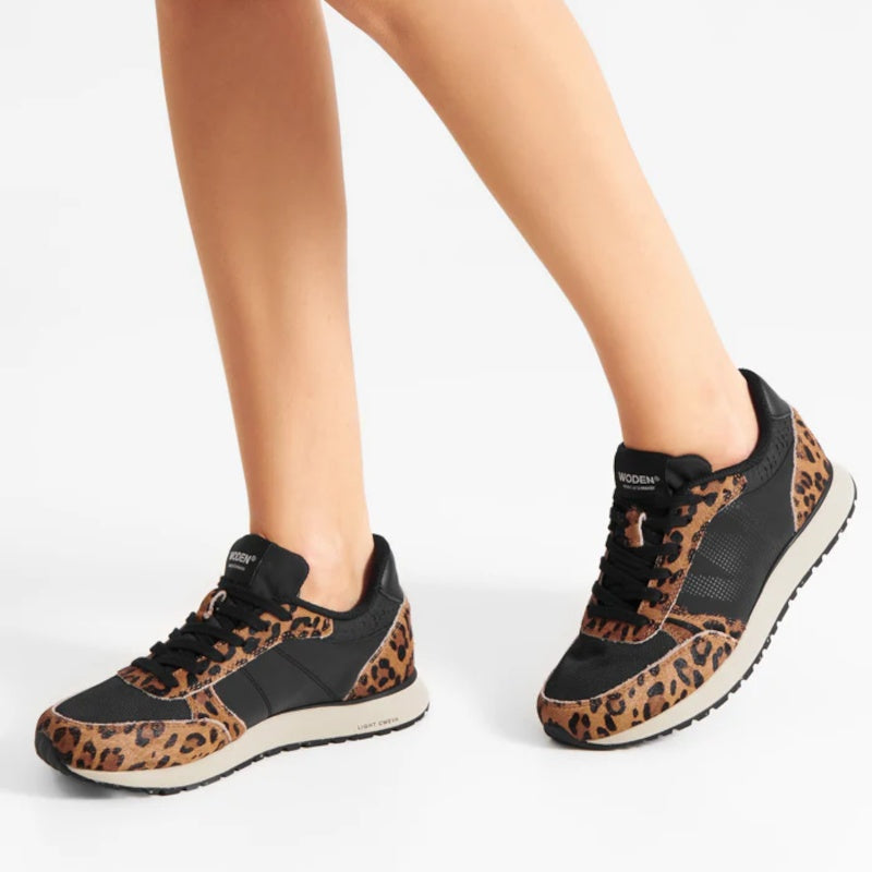 Woden Ronja Cowhair Leopard Sneaker Dame Dyreprint