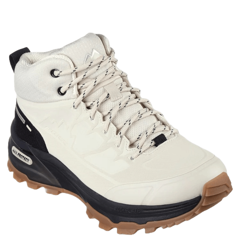 Skechers model er en dame vandrestøvle, med et moderne og teknisk design. Den har vandafvisende overflade, høj ankelstøtte, robuste snørebånd og en kraftig sål med groft mønster for ekstra greb og stabilitet. Perfekt til outdoor-brug i krævende terræn.