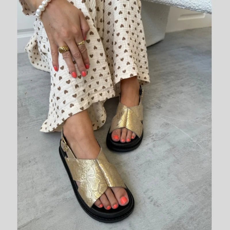 GULD NEW STROBGER SANDAL - Peti Sko - COPENHAGEN SHOES