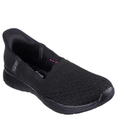 skechers slip-ins balerina/sneakers i sort. en god, let samt fleksibel sko.
Skoen er med elastik kant.