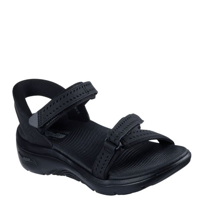 skechers slip-ins sandal.
Sandalen har justerbare velcro remme over forden, samt ved anklen.
Sandalen har en fodseng i memory foam. Perfekt sandal til en god gå tur.