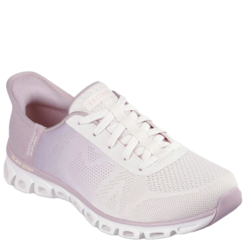 skechers slip-ins sneakers i en smart lys farve, skoen er med snørre, overdelen er i mesh, hvilket gør den til en luftig sko. Skoen er meget fleksibel og god at bevæge sig i.