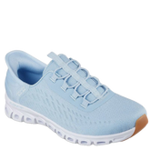 skechers slip-ins sneakers i en trendy lys blå farve, med elastik snørre.
skoen er med memory foam indersål, skoen er en yderst fleksibel sko at bevæge sig i.