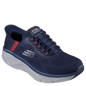 skechers slip-ins sneakers i en smart blå farve og en hvid bund, skoen har elastik snørre, en memory foam indersål, en smart og en god sko til alle lejligheder.