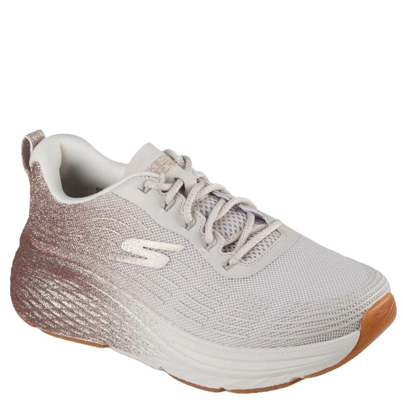 skechers snekers i en smart beige/guld farve. Skoen har snørre og en mesh overdel, hvilket gør skoen luftig.
skoen har en god bud med et godt greb, hvilket gør den ideel til den længere tur.