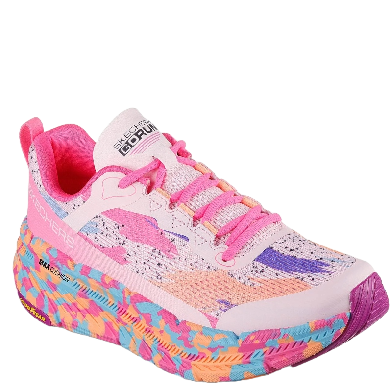 skechers sneakers i en smart pink farve med snørre. mesh overdel. Skoen er ideel til løb og gåturer.