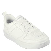 Skechers sneakers i stilren hvid design.
Skoen er med snørre, samt en god indersål.
modeskoen egner sig til børn, både fritid og aktivitet.