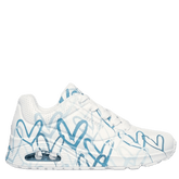 skechers sneakers i hvid, med smart hjerte print, til dame.
En super smart mode sko, med god pasform og komfort. Ideel til hverdagen.