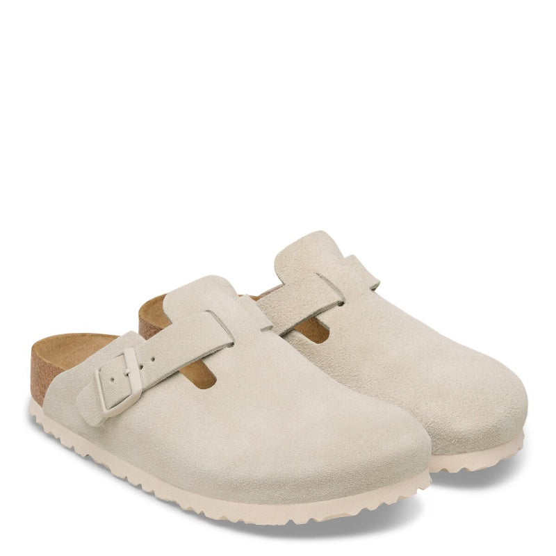Birkenstock Boston Suede Leather Oyster Smutter Dame Herre Beige