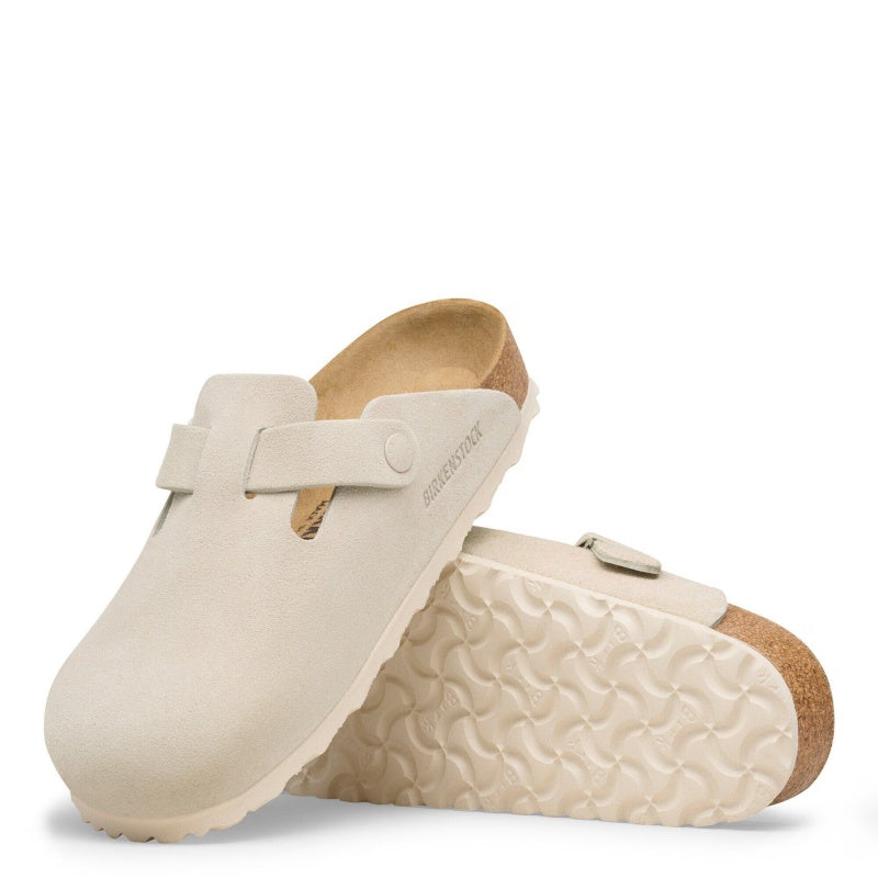 Birkenstock Boston Suede Leather Oyster Smutter Dame Herre Beige